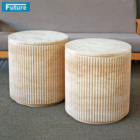 Table d'appoint de style Roma Cloum, meubles de luxe, socle bas, 100% pierre naturelle, petite taille, beige, travertin, table à thé pour salon