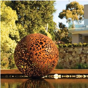 Gran jardín decorativo Corten acero oxidado esfera de <span class=keywords><strong>metal</strong></span> hueco - Product Image 2