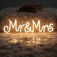 Enseigne néon LED personnalisée Mr & Mrs - Néon flexible haute luminosité étanche IP67 pour mariage, demande en mariage, décoration murale