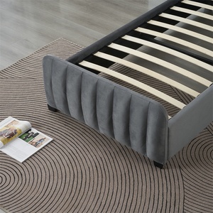 Ensemble de meubles de chambre à coucher contemporain et moderne, <span class=keywords><strong>lit</strong></span> simple <span class=keywords><strong>en</strong></span> tissu gris capitonné, style doux, <span class=keywords><strong>lit</strong></span> elliptique - Product Image 6