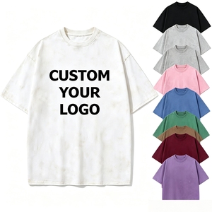 เสื้อยืดโอเวอร์ไซส์ทรงหลวมสไตล์วินเทจฟอกสีแบบแอซิดสำหรับผู้ชาย ยี่ห้อ FLOWORA ผ้าฝ้าย 100% ทรงดรอปไหล่ หนานุ่ม สตรีทแวร์ - Product Image 1