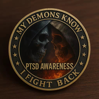 Offre Spéciale Pièce de collection artisanale en argent, jeton en métal 2D de 40 mm, pièce de défi de sensibilisation au PTSD pour collection