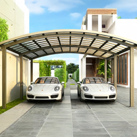 Abri de voiture moderne en alliage d'aluminium à poutre courbée en polycarbonate - Écologique, résistant aux intempéries, pour usage résidentiel/commercial, sur mesure