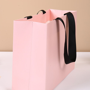 Jin Yue Paper Tote <b>Bags</b> Pink No Waistline <b>Gift</b> Packaging With Custom Logo Printing - Product Image 1