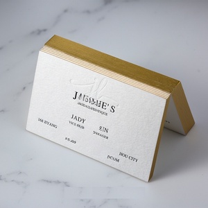 Cartes de visite noires personnalisées avec bordure dorée, logo en relief, impression en creux, processus de marquage à chaud, conception gratuite, carton - Product Image 1