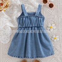 Vêtement d'été 2026 pour bébés filles : Salopette en jean sans manches, style poupée, avec fleurs 3D, douce et mignonne