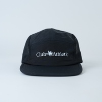 Casquette Gorpcore 5 panneaux 2026 avec logo personnalisé, en maille noire, pour la course, broderie Urban Athletic Club, performance sportive, vente en gros