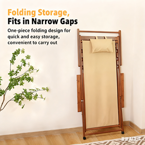 <span class=keywords><strong>เก้าอี้</strong></span>ชายหาดปรับเอนได้พับได้ทำจากไม้ไผ่พร้อมที่วางแขนและพนักพิงศีรษะที่กว้างขึ้น - Product Image 2