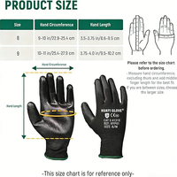 Gants de travail de sécurité personnalisés en polyester nylon 13G noir avec paume enduite de PU, gants antidérapants en polyuréthane, gants enduits de PU