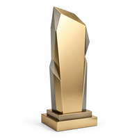 Trophée en métal Ombre, Prisme en bronze avec sommet biseauté or rose, Trophée médaille en métal pour récompenses