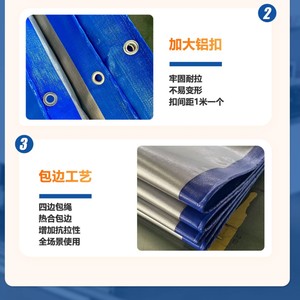 Boxin Pe Tarpaulin Blue Silver Custom Size <b>Waterproof</b> Sunproof Antiaging For Construction Site Truck Cover - Product Image 5