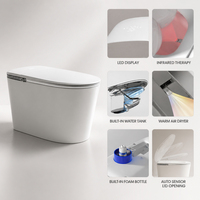 WC intelligent en céramique certifié CE avec télécommande et siège chauffant, fixation au sol, nettoyage avancé