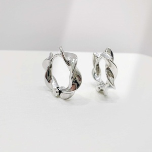 custom plata 925 sterling <b>silver</b> Geometric Hoop Earring high quality hook twisted Minimalist classic dainty fine <b>Huggie</b> Earrings - Product Image 1