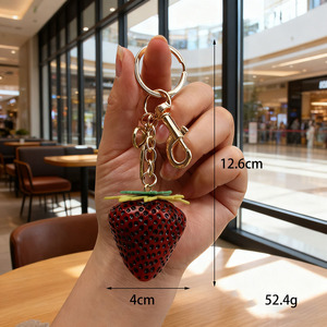 Cute Fruit pink Strawberry Keychain <b>Keyring</b> for Girls <b>Woman</b> Purse Bag Charms Fashion Jewelry Pendants Charms Decor Accessories - Product Image 4