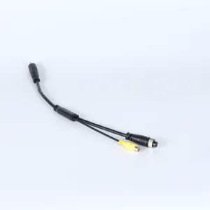 Aviation Male Video Inputs to Rca Dc Adapter Connection Audio Video Cable M12 4 Pin Black PVC Polybag Car Black Box Harness /