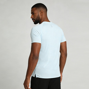 T-shirt à manches courtes pour homme, uni, avec marquage réfléchissant, en polyester, à séchage rapide, respirant, décontracté, pour le sport - Product Image 2