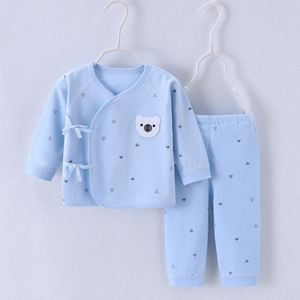 Trẻ sơ sinh 0-3 tháng cotton mùa xuân và mùa thu mô hình không xương nhà sư quần áo đồ ngủ bé đồ lót viền Bộ - Product Image 4