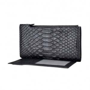 2023 personalizzato nuovo stile di lusso vera e propria <span class=keywords><strong>pelle</strong></span> di serpente in <span class=keywords><strong>pelle</strong></span> da donna sottile cerniera piatta una piega lunga carta <span class=keywords><strong>portafoglio</strong></span> - Product Image 2
