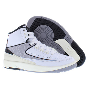 Chaussures Air Jordan 2 Retro en cuir pour garçons, blanc, rouge feu, noir, style basket-ball - Product Image 4
