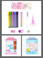 Sac cadeau en PVC pour enfants ensemble de papeterie avec crayons de couleur produits scolaires livre de coloriage règle porte-crayon timbres retour à l'école