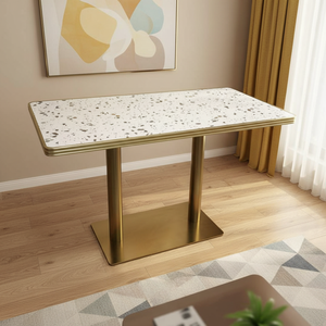 Table à manger rectangulaire moderne de luxe en fer avec plateau en verre trempé, pour salle de sport, hôtel, restaurant, café, 4 places, durable et portable - Product Image 4