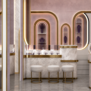 Agencement de magasin de bijoux et montres de luxe : personnalisation complète de la pièce, vitrine en verre, présentoir à bijoux, décoration de magasin - Product Image 5