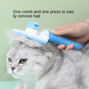 एक टुकड़ा स्वचालित बालों को हटाने कंघी कुत्तों पतली मोटी सुई मालिश ब्रश पर्यावरण अनुकूल क्लासिक जेब्एल प्लास्टिक - Product Image 2