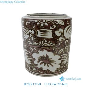RZSX172-A-B Vaso da Tavolo in Ceramica con Motivo Floreale Verde, Marrone e <span class=keywords><strong>Bianco</strong></span>, Portapenne - Product Image 4