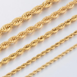 Cadena de cuerda trenzada de acero inoxidable 316L de color dorado, ancho 2/3/4/5/6 mm, para joyería de hombre y mujer, venta al por mayor. - Product Image 6