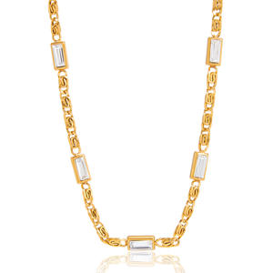 Modische Neueste 18k Vergoldete Edelstahl-Halskette Weiße Zirkon-Kette mit Quasten-Anhänger Lange Y-Kette Wasserdichte Halskette - Product Image 5