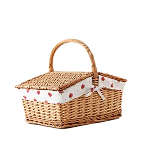 Made In China Innovative Light Stylish Bicycle Gift Straw Picnic Baskets with Lining