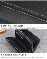 Dompet Clutch Panjang untuk Pria, Dompet Ponsel Kapasitas Besar Ritsleting Ganda Gaya Baru Grosir dengan Tali Tangan dan Tas Ponsel untuk Pria