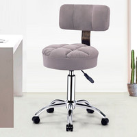 Fauteuil de Barbier Commercial Moderne Rond et Réglable avec Tabouret à Ongles en Acier Inoxydable et Fonction de Déplacement Pratique Modèle J06