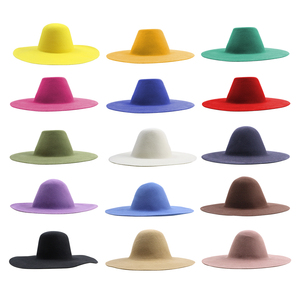 Sombreros Fedora <span class=keywords><strong>de</strong></span> Ala Extra Ancha OEM para Mujer, Sombrero <span class=keywords><strong>de</strong></span> Fieltro <span class=keywords><strong>de</strong></span> Lana Colorido y Moderno con Borde <span class=keywords><strong>de</strong></span> Piel, Sombrero Fedora sin Adornos - Product Image 6