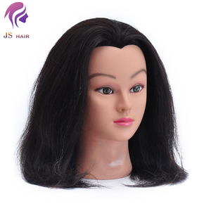 Tête de mannequin de cosmétologie en cheveux humains, tête de bloc avec cheveux 100% naturels <span class=keywords><strong>pour</strong></span> l'entraînement, la formation, poupée <span class=keywords><strong>pour</strong></span> la coiffure - Product Image 2