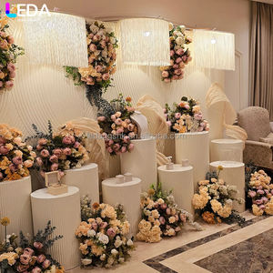 Ensemble de socles cylindriques ronds texturés blancs en acrylique pour gâteaux de mariage, décoration de fête de mariage, vente en gros - Product Image 4