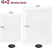 Lot de 6 feuilles de papier de repassage blanc de 0,25 mm d'épaisseur avec bordure renforcée, tissu de cuisson en PTFE résistant à la chaleur pour perles thermocollantes et loisirs créatifs