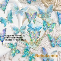 Lot d'autocollants PET style européen, série papillons dorés irisés, notes adhésives 3D à paillettes laser pour journalisation et décoration DIY