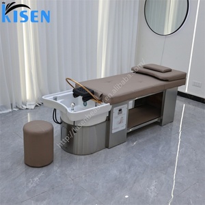 KISEN Meilleure Vente Lit de Lavage Capillaire Électrique Incurvé pour Salon, Thérapie de la Tête, Massage Thaïlandais, en Acier Inoxydable - Product Image 1