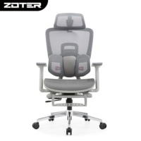 Chaise de bureau ergonomique entièrement en mesh avec appui-tête 3D et accoudoirs 4D, base robuste et repose-pieds