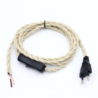 Cable de Alimentación con Enchufe Europeo y Interruptor de Encendido/Apagado, Cable de Alimentación de CA de 2 m con Cubierta de Tela Vintage para Lámparas de Mesa y Electrodomésticos