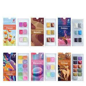 6 couleurs/12 couleurs ensemble de peinture à l'eau bas quantité minimale de commande Portable <span class=keywords><strong>aquarelle</strong></span> ensemble solide <span class=keywords><strong>aquarelle</strong></span> peinture Kit pour voyage - Product Image 2