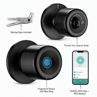 Cerradura Inteligente Tuya con Huella Dactilar y Teclado, Sensor de Anillo Azul, 5 en 1, para Apartamentos, Alquileres, Airbnb y Oficinas