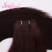 Extensions de cheveux humains vierges bruts Remy couleur 99J, super double drawn, bordeaux, avec cuticules alignées et double trame cousue à la machine