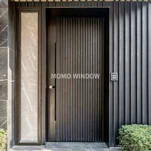 Puerta Principal Moderna Personalizable con Vidrio Decorativo y Aleación de Aluminio para Entrada de Villa, Aislamiento Térmico - Product Image 1
