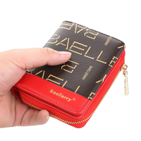 BAELLERRY Dompet Louis untuk Wanita, Dompet Pendek Retro Multifungsi, Dompet Ponsel Ritsleting, Tempat Kartu Desainer Mewah