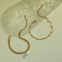Bracelet minimaliste en métal doré Bingxin avec accents de perles, accessoire de mode féminin, bracelet chaîne empilable pour usage quotidien