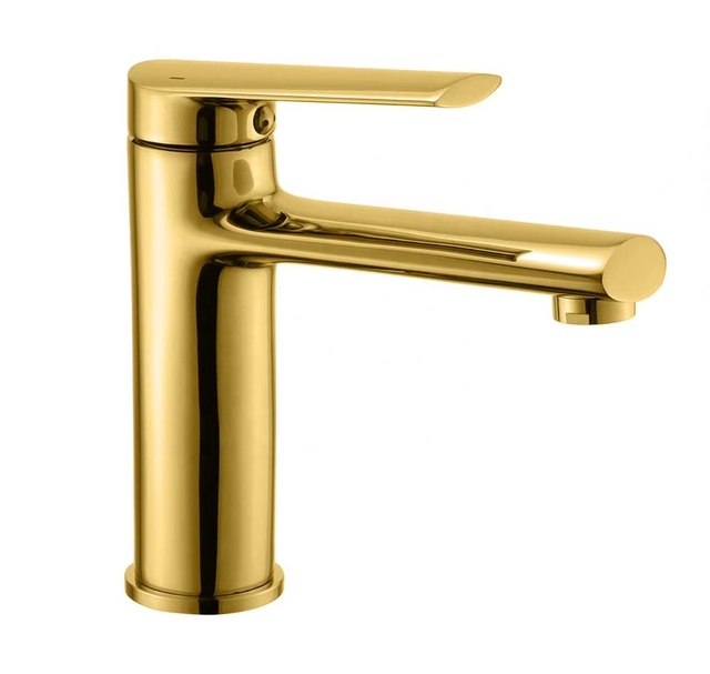 Single Hole Bathroom Faucet Gloss Gold Brass Bathroom Sink Faucet Vanity Faucet