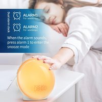 Réveil numérique avec fonction Snooze, lumière d'ambiance 7 couleurs, veilleuse, réveil matinal
