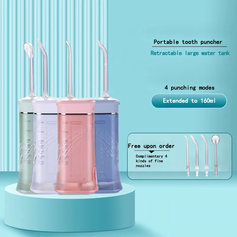 2022 nouveau Desgin hydropulseur puissant avec 5 Modes embouts irrigateur Oral Portable nettoyeur de dents sans fil 300ml Usb limage en plastique